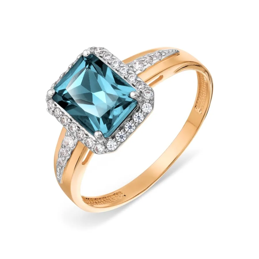 Inel din aur roșu cu Cubic Zirconia Incolor, Topaz London