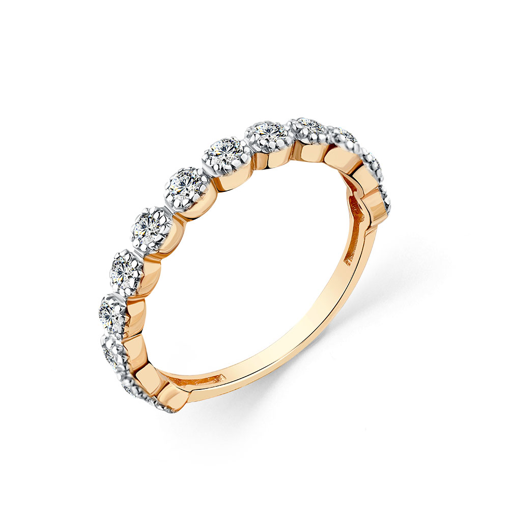 Inel din aur roșu cu pietre Cubic Zirconia Incolor