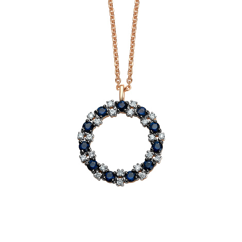 Colier din aur roșu cu pietre Diamant, Safir