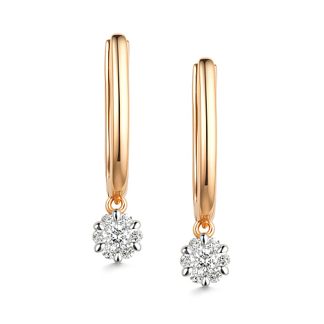 Cercei Suspendați din aur roșu cu pietre Diamant
