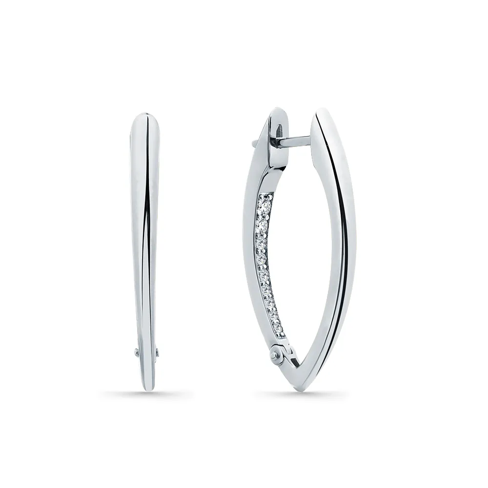 Cercei Creole din aur alb cu Cubic Zirconia Incolor