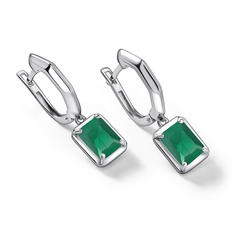 Cercei Suspendați din argint  cu pietre Agat verde