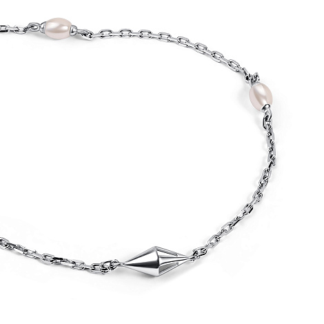 Браслет из серебра с камнями Жемчуг имит.