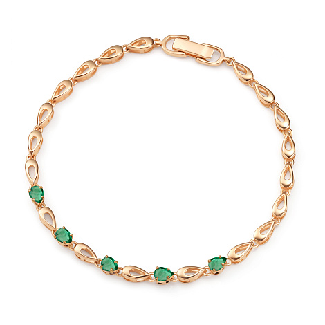 Браслет из красного золота с камнями Изумруд