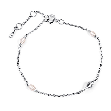 Браслет из серебра с камнями Жемчуг имит.