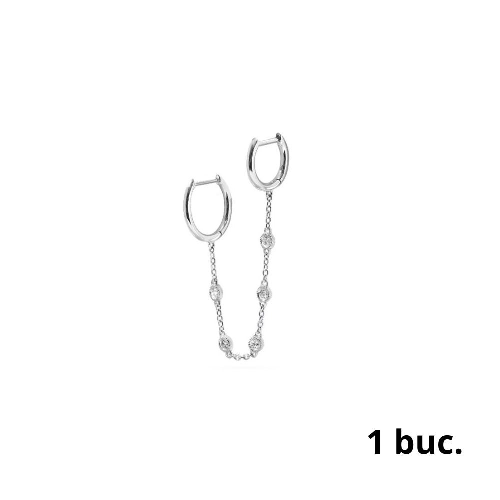 Cercel din aur alb cu pietre Diamant