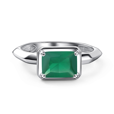 Inel din argint  cu pietre Agat verde