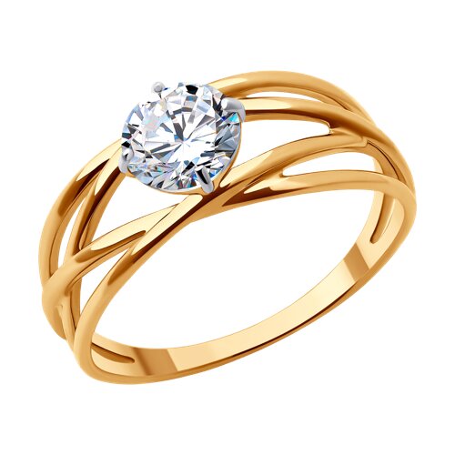 Inel din aur roșu cu pietre Cubic Zirconia Incolor