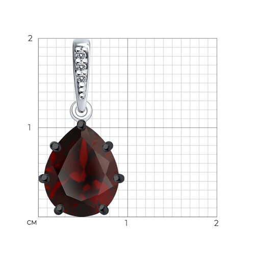 Pandantiv din argint  cu pietre Cubic Zirconia Incolor, Granat