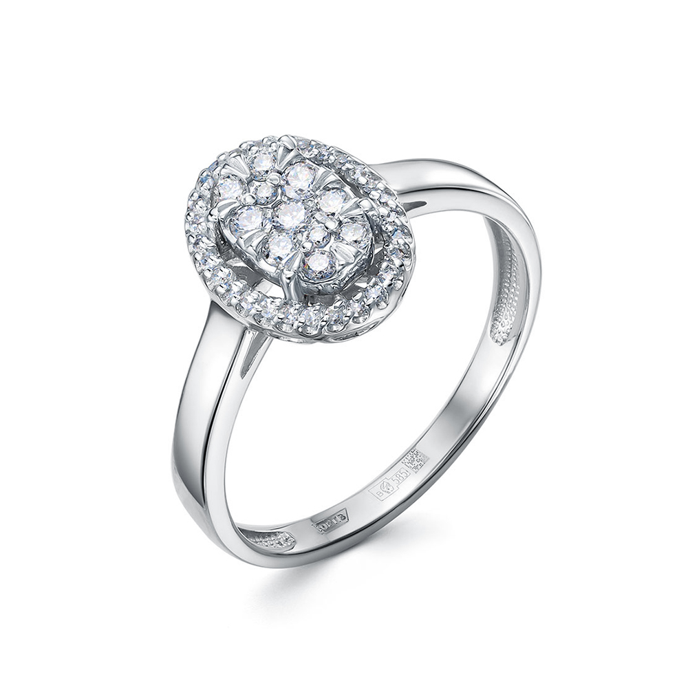 Inel din aur alb cu pietre Diamant