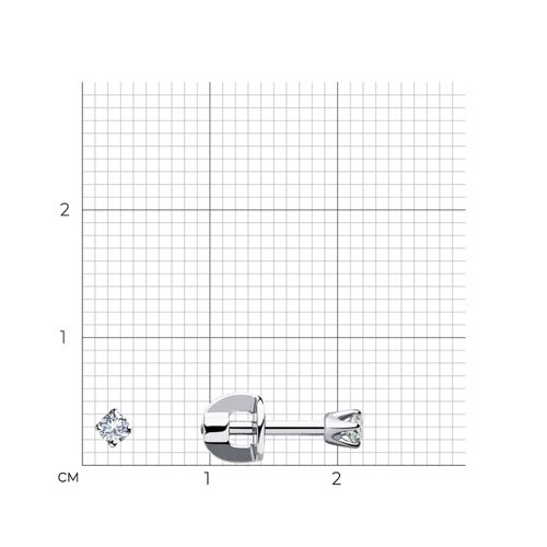 Cercei Pusete din aur alb cu pietre Cubic Zirconia Incolor