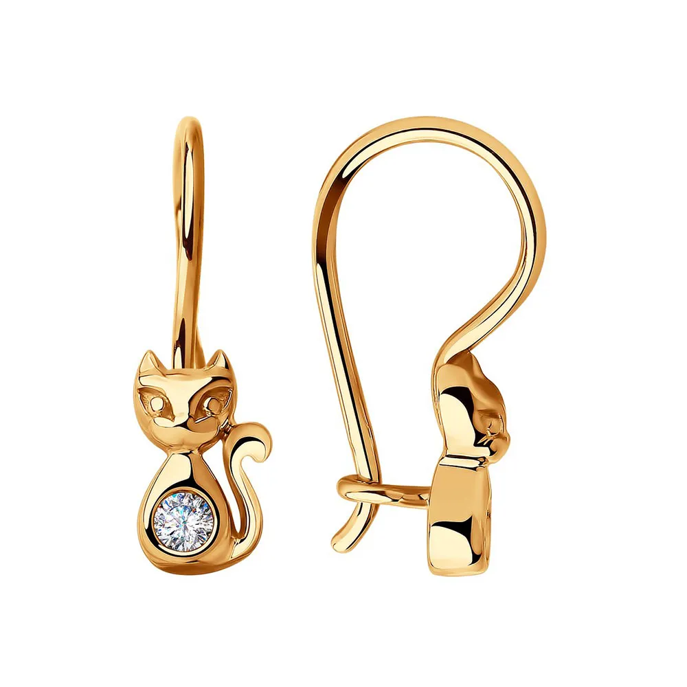 Cercei p-u copii din aur roșu cu Cubic Zirconia Incolor