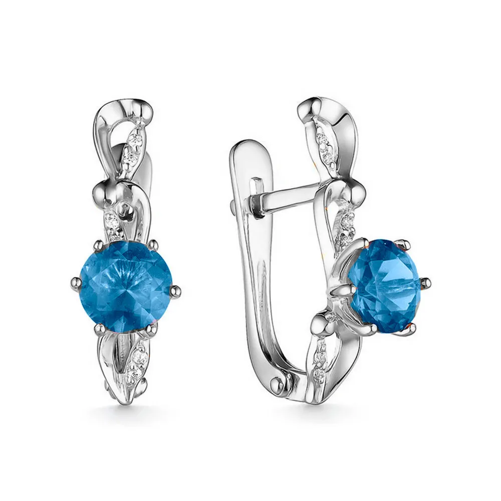 Cercei din aur alb cu Cubic Zirconia Incolor, Topaz London