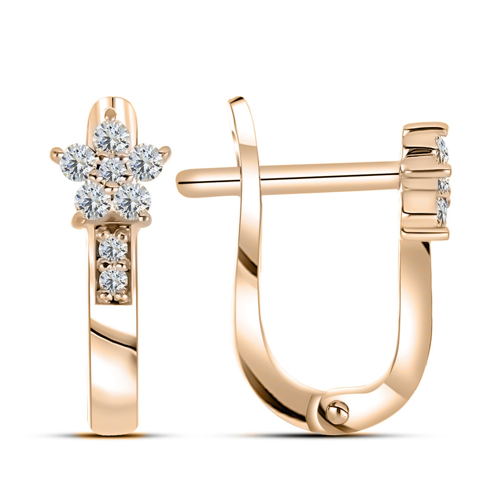 Cercei p-u copii din aur roșu cu pietre Cubic Zirconia Incolor,