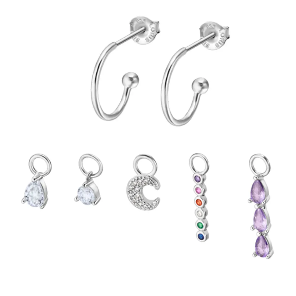 Cercei Pusete din argint cu Cubic Zirconia Multicoloră