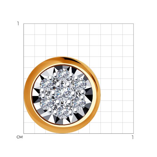 Pandantiv din aur alb și roșu cu pietre Diamant