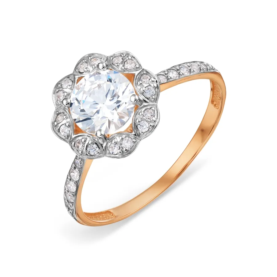 Inel din aur roșu cu Cubic Zirconia Incolor