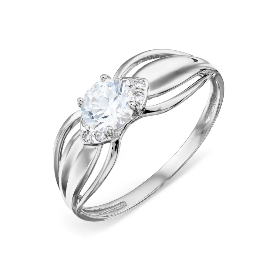 Inel din aur alb cu Cubic Zirconia Incolor