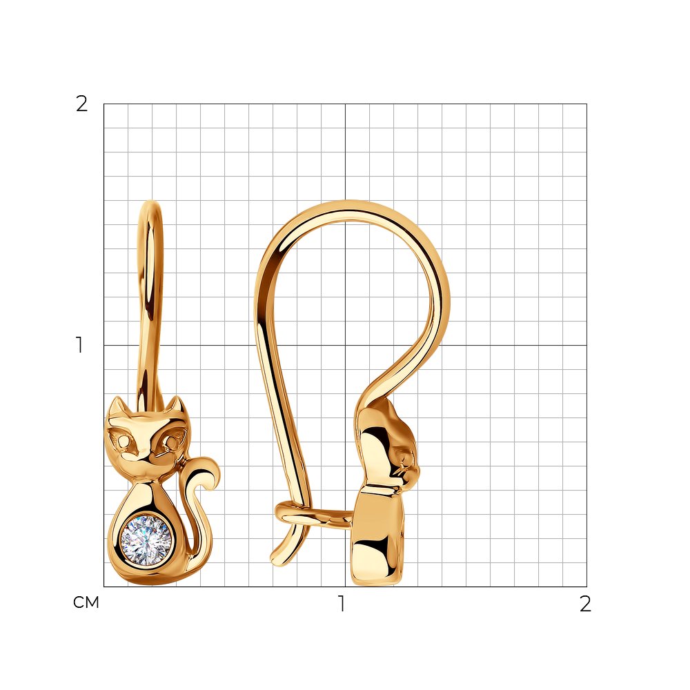 Cercei p-u copii din aur roșu cu pietre Cubic Zirconia Incolor