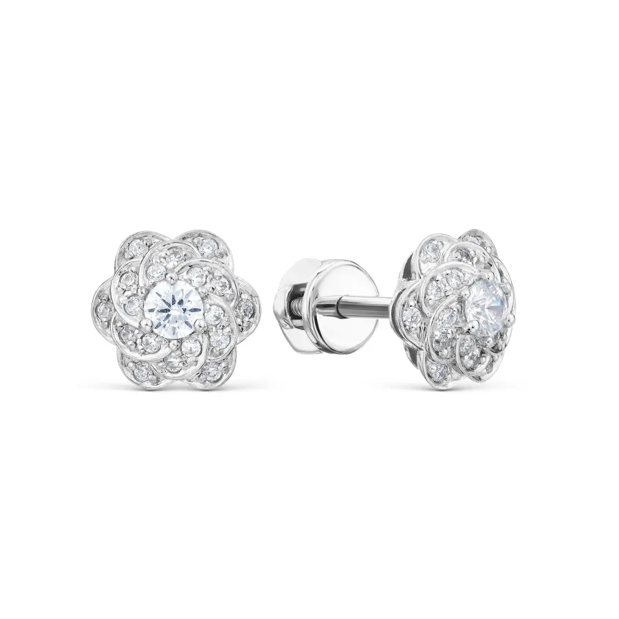 Cercei Pusete din aur alb cu Cubic Zirconia Incolor