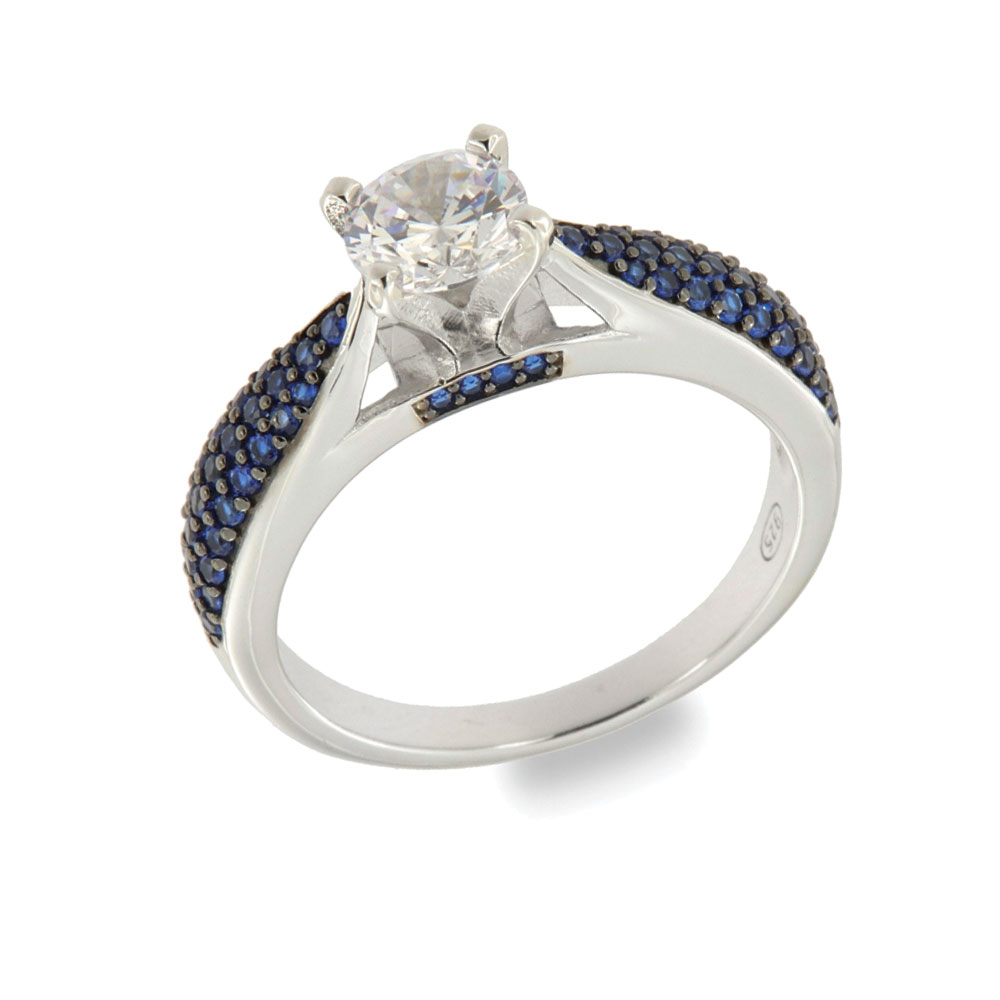 Inel din argint  cu pietre Cubic Zirconia Incolor, Corindon