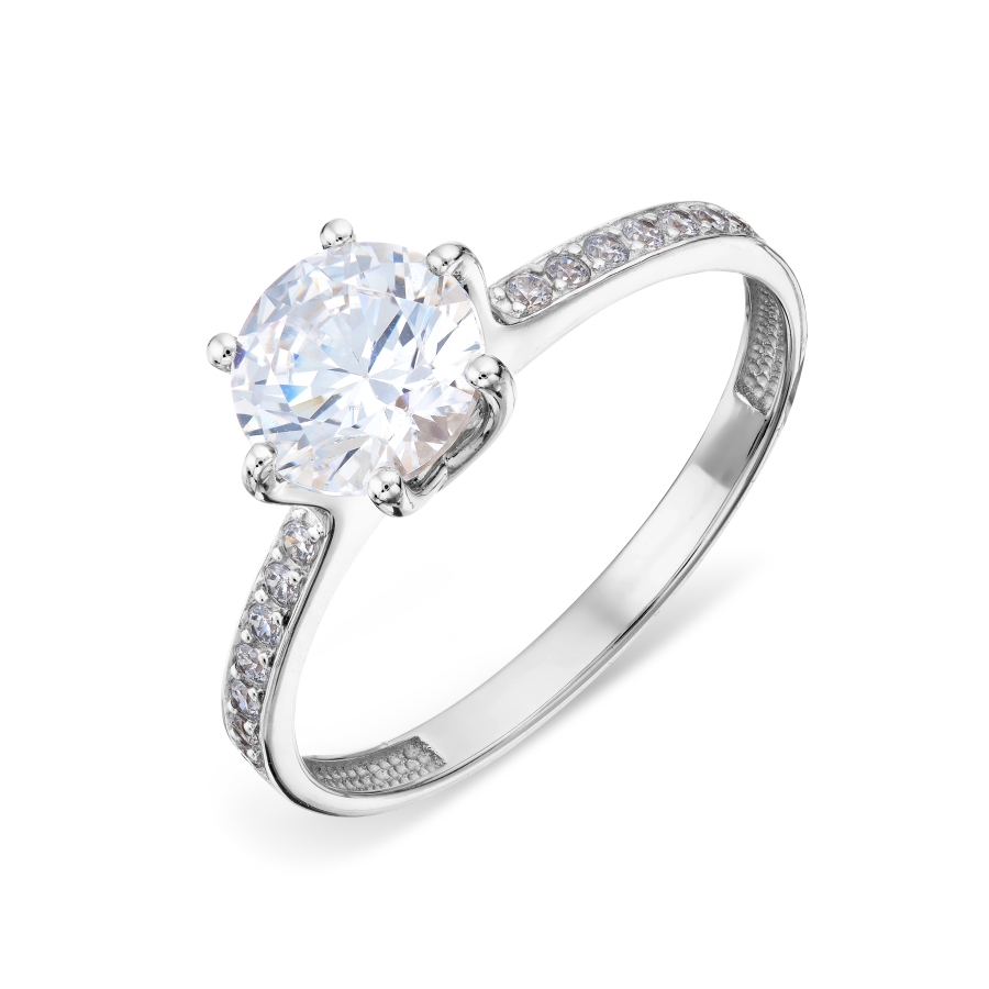 Кольцо из белого золота с камнями Фианит