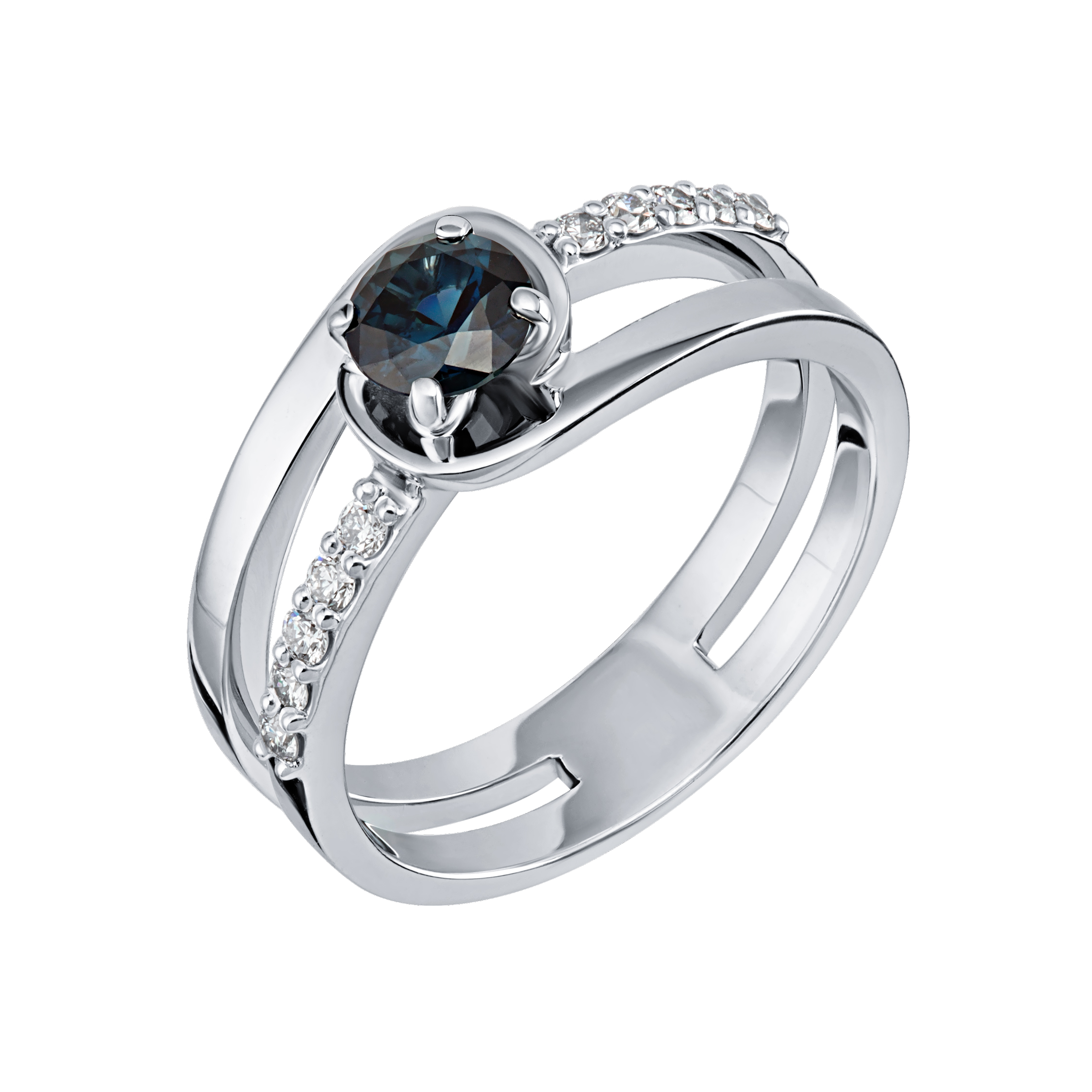 Inel din aur alb cu pietre Diamant, Safir