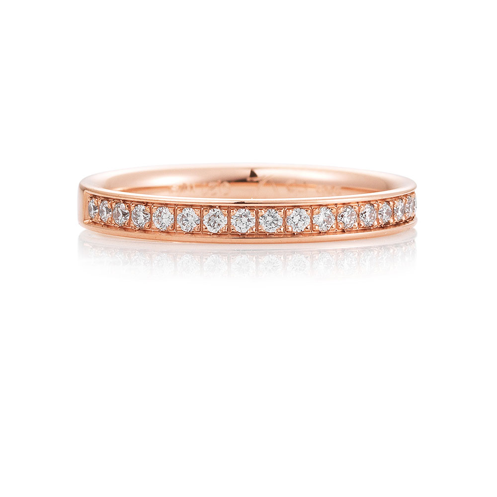 Verighetă din aur roșu cu pietre Diamant