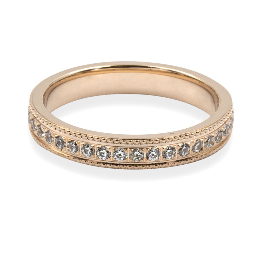 Verighetă din aur roșu cu pietre Diamant