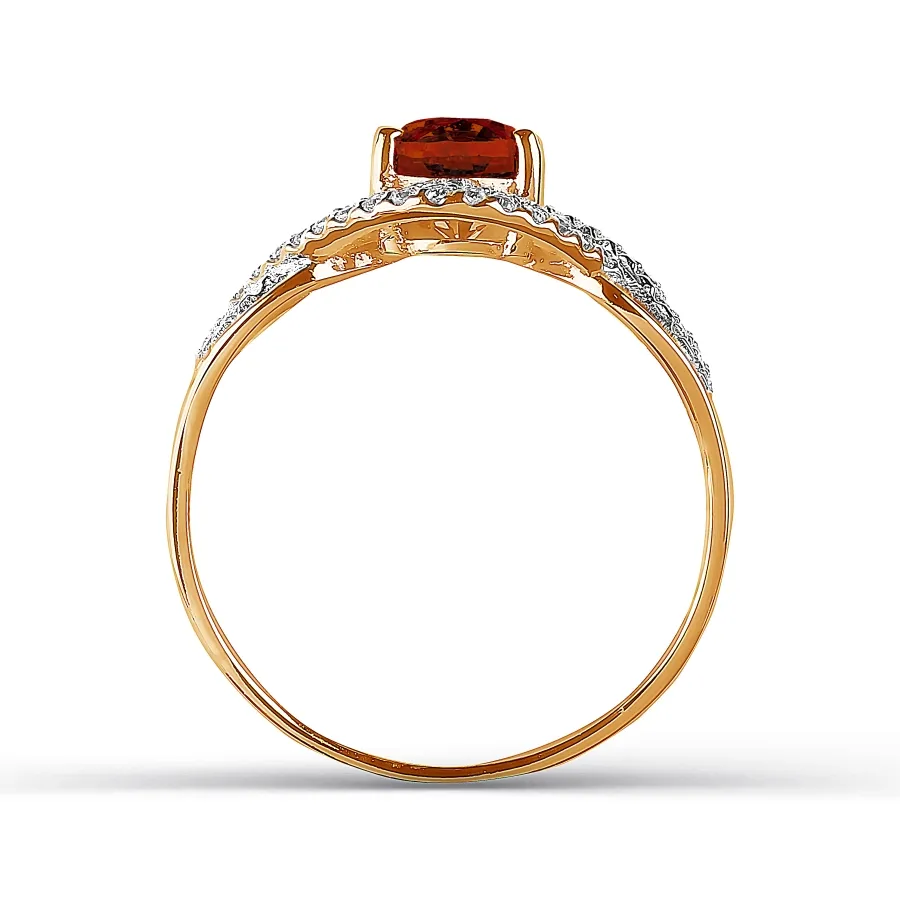 Inel din aur roșu cu Cubic Zirconia Incolor, Granat