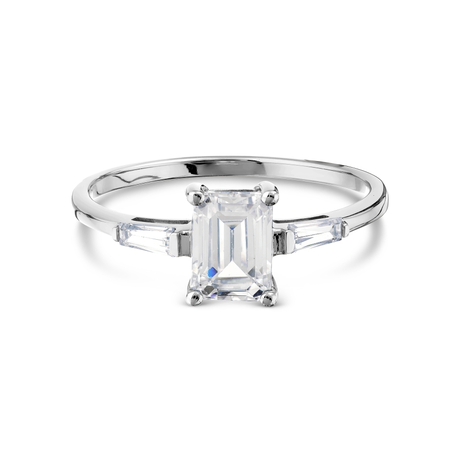 Inel din aur alb cu pietre Cubic Zirconia Incolor