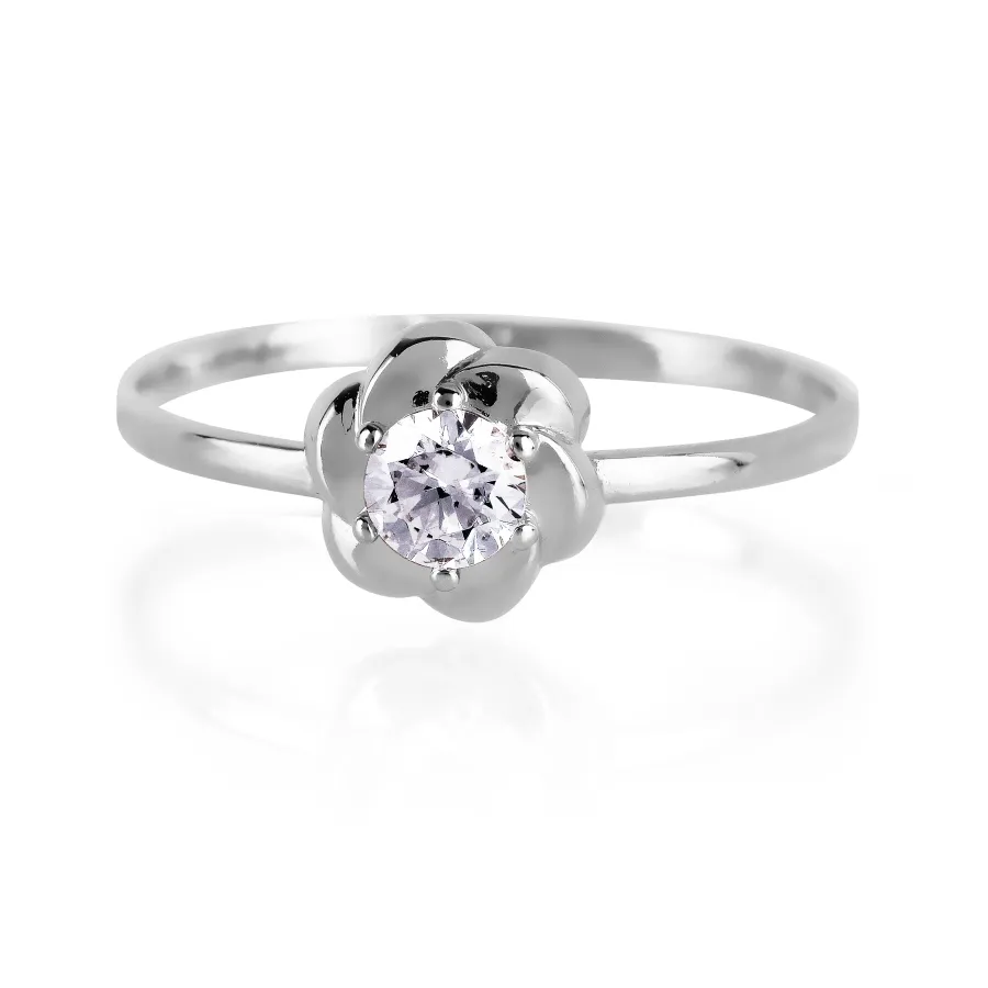 Inel din aur alb cu Cubic Zirconia Incolor