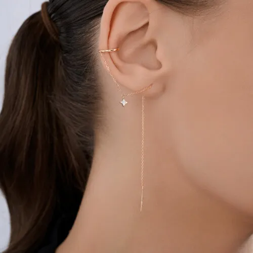 Cercel din aur roșu cu Cubic Zirconia Incolor
