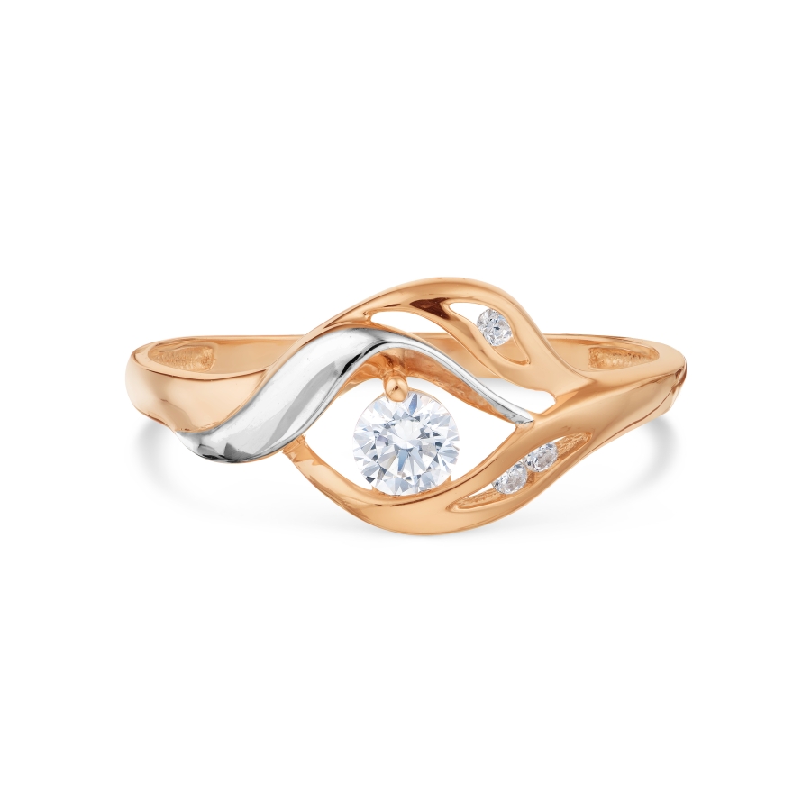 Inel din aur roșu cu pietre Cubic Zirconia Incolor