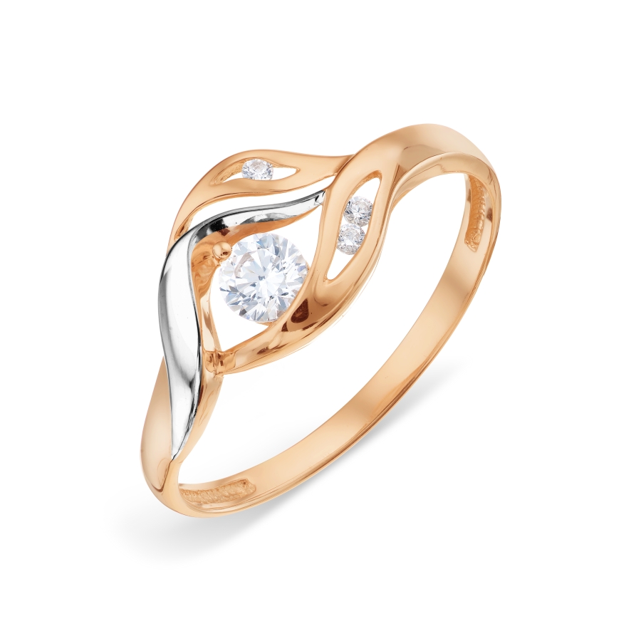 Inel din aur roșu cu pietre Cubic Zirconia Incolor