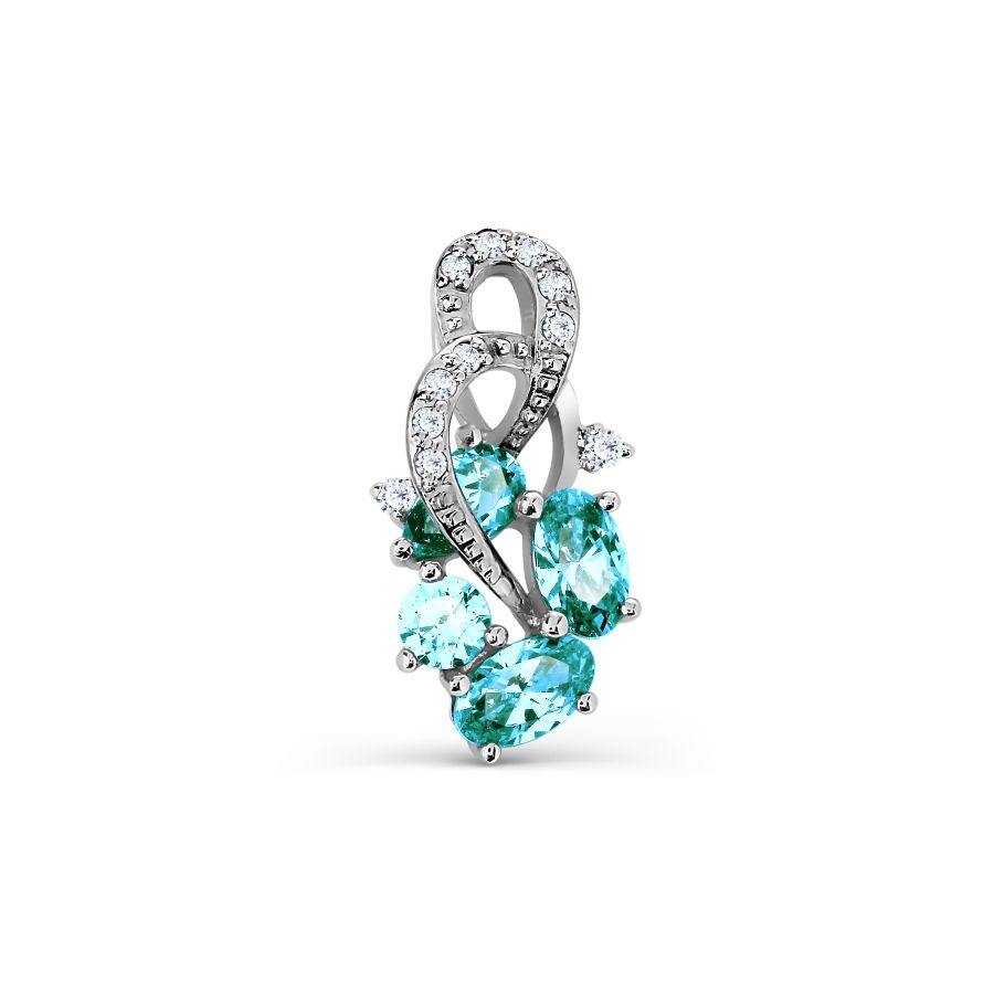 Pandantiv din aur alb cu pietre Cubic Zirconia Incolor, Cubic Zirconia Verde