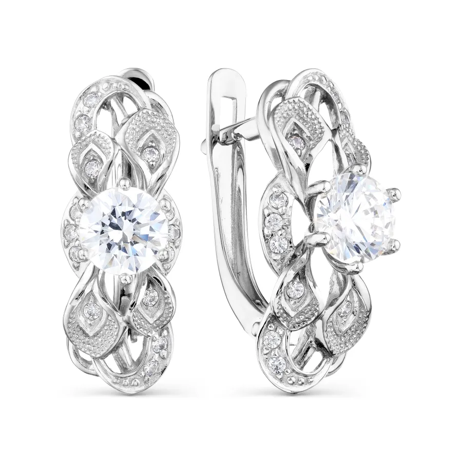 Cercei din aur alb cu Cubic Zirconia Incolor