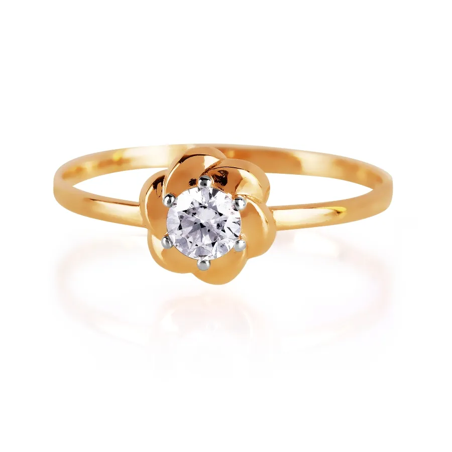 Inel din aur roșu cu Cubic Zirconia Incolor