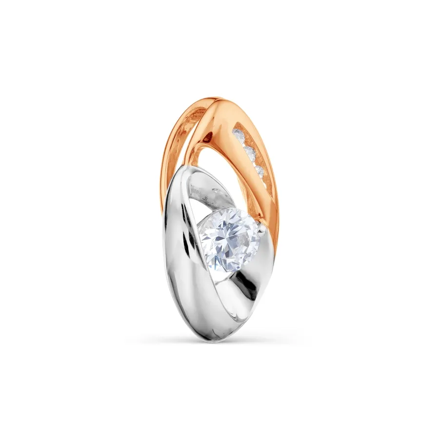 Pandantiv din aur roșu cu Cubic Zirconia Incolor