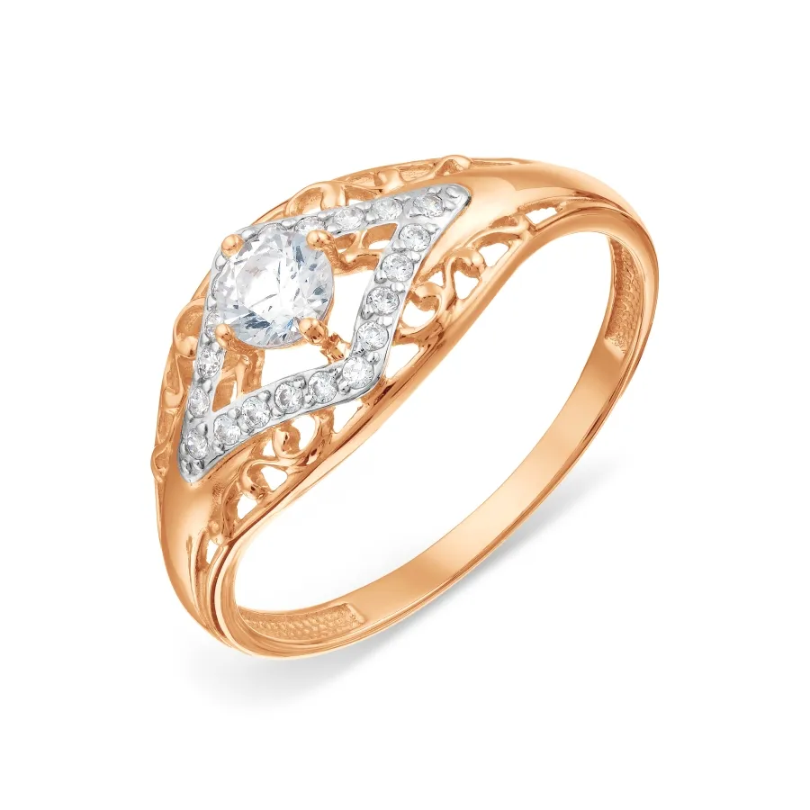 Inel din aur roșu cu Cubic Zirconia Incolor