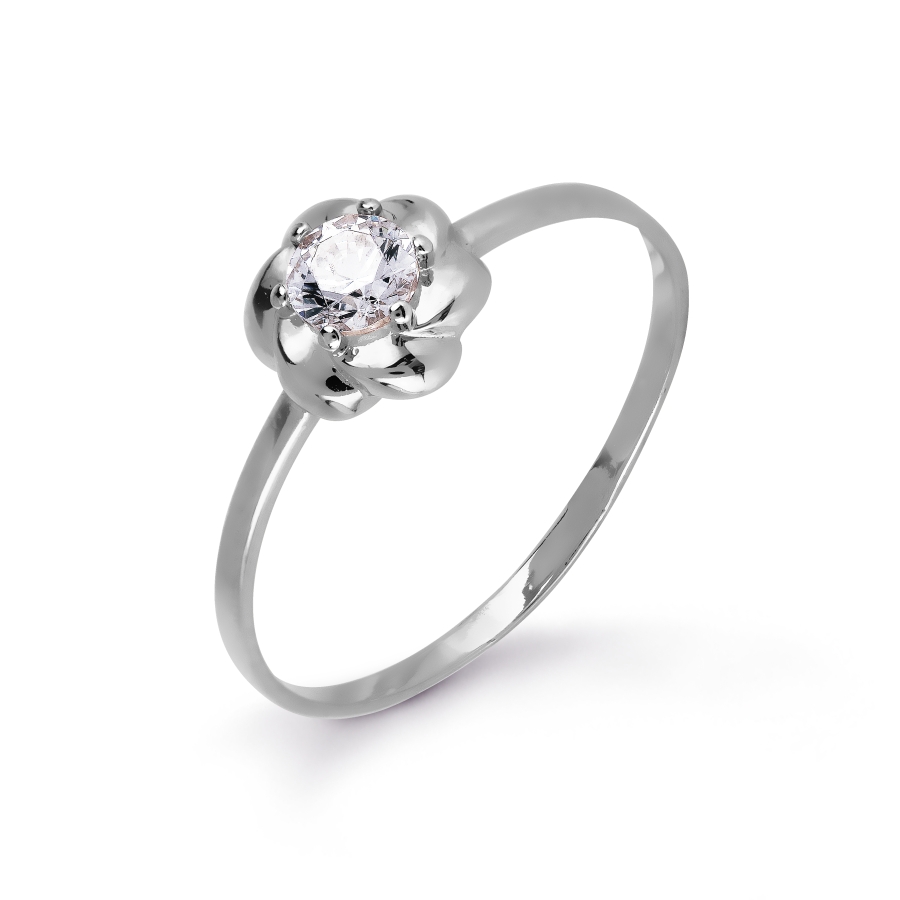 Кольцо из белого золота с камнями Фианит