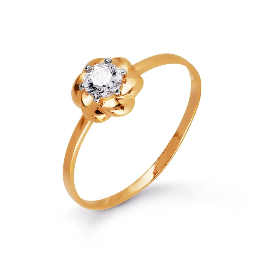 Inel din aur roșu cu Cubic Zirconia Incolor