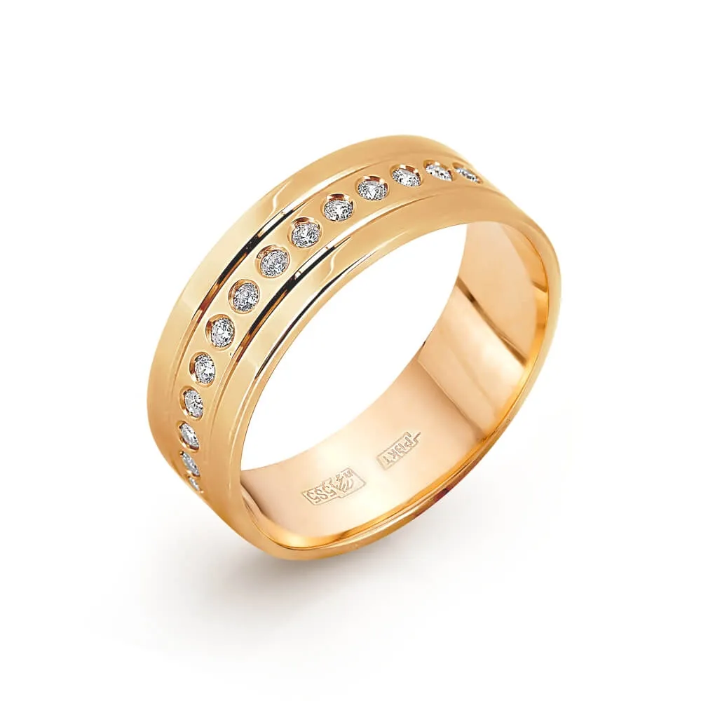 Verighetă din aur roșu cu Cubic Zirconia Incolor