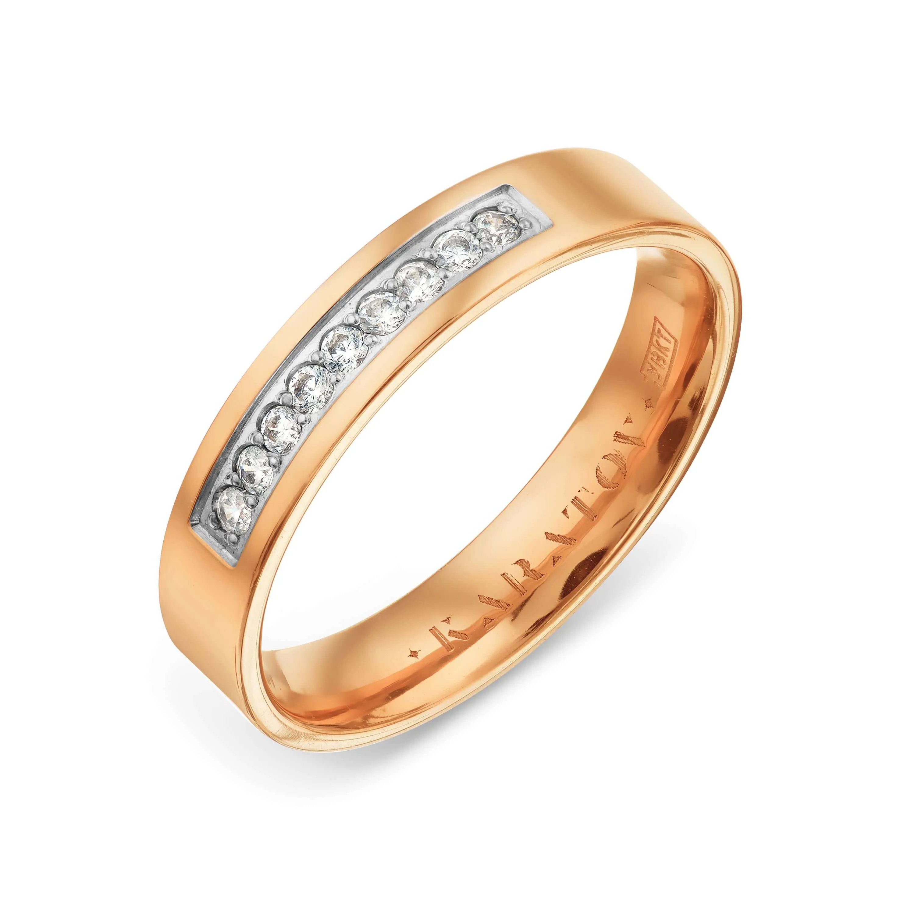 Verighetă din aur roșu cu Cubic Zirconia Incolor