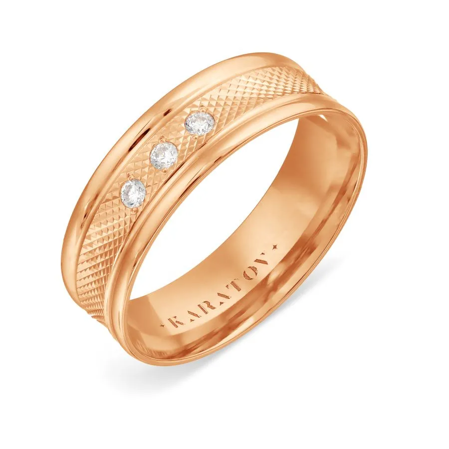 Verighetă din aur roșu cu Cubic Zirconia Incolor