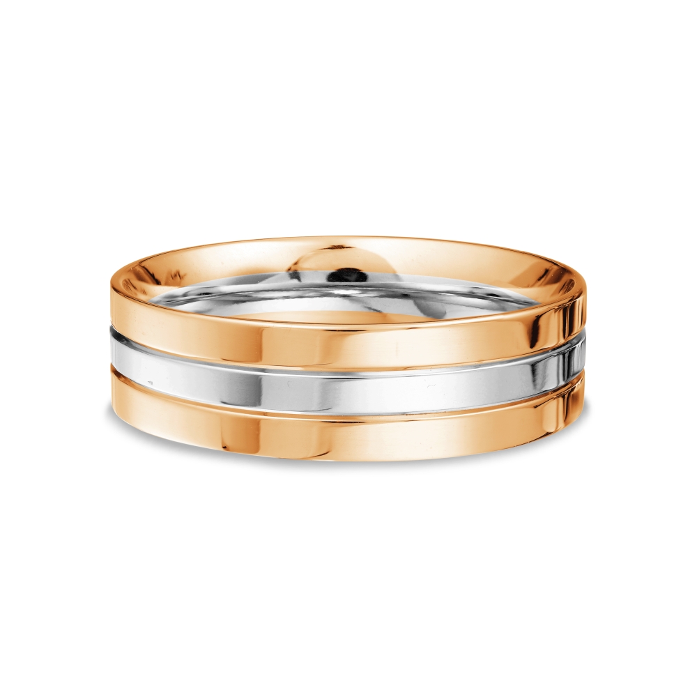 Обручальное кольцо из белого и красного золота без камней