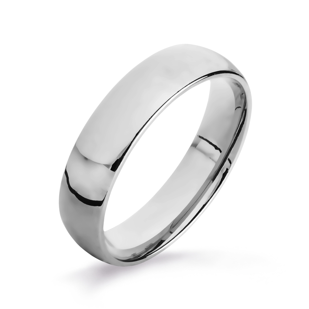 Обручальное кольцо из белого золота без камней