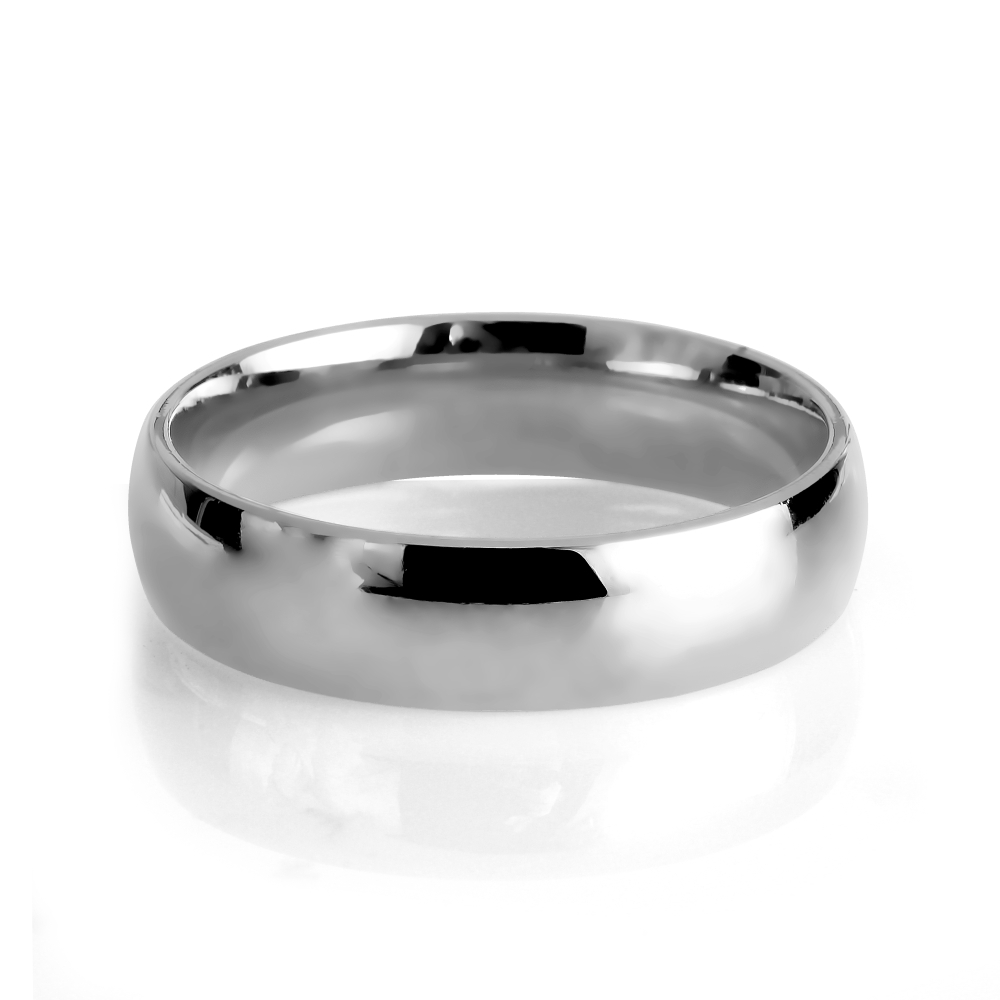 Обручальное кольцо из белого золота без камней