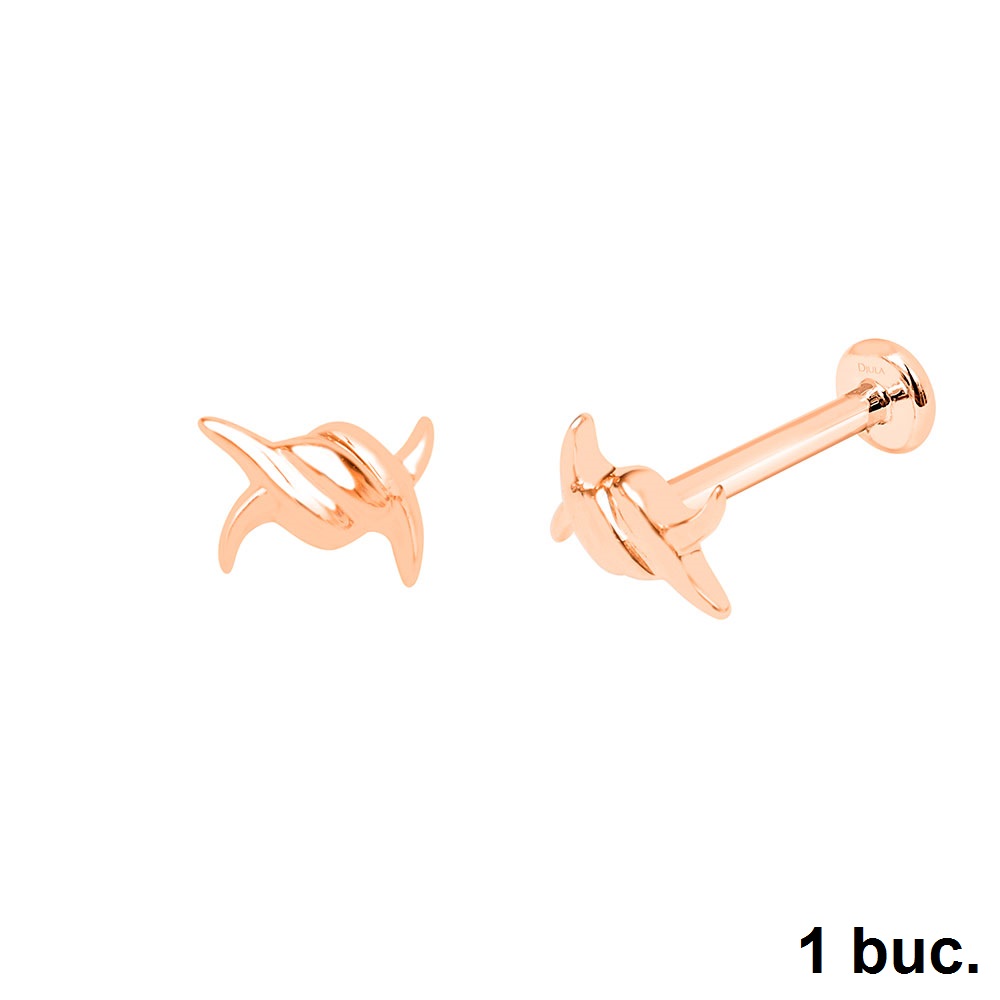 Серьга Одиночная из розового золота без камней