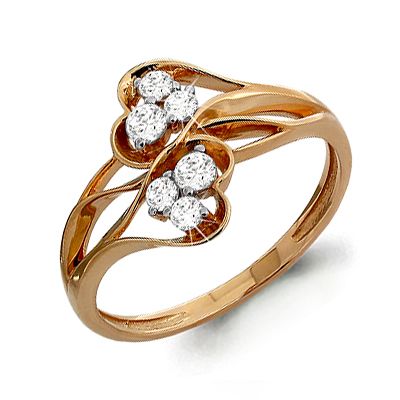 Inel din aur roșu cu pietre Cubic zirconia